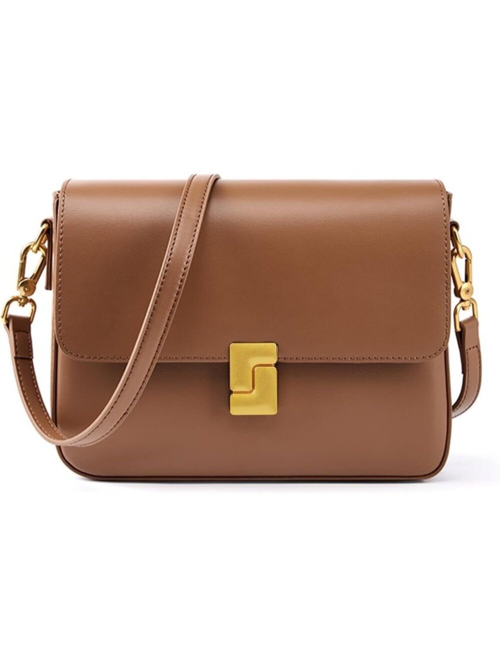 Women's Brown Leather Shoulder Crossbody Handbags with Adjustable Strap